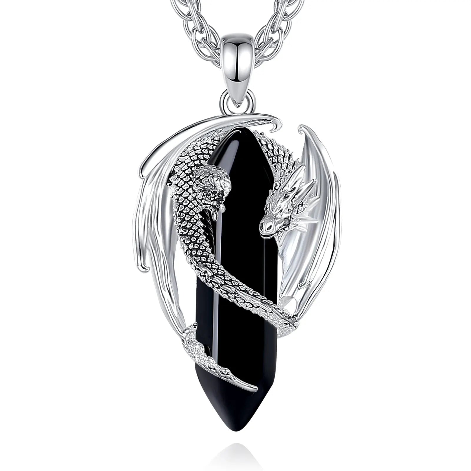 Dragon Natural Stone Hexagonal Prism Necklace