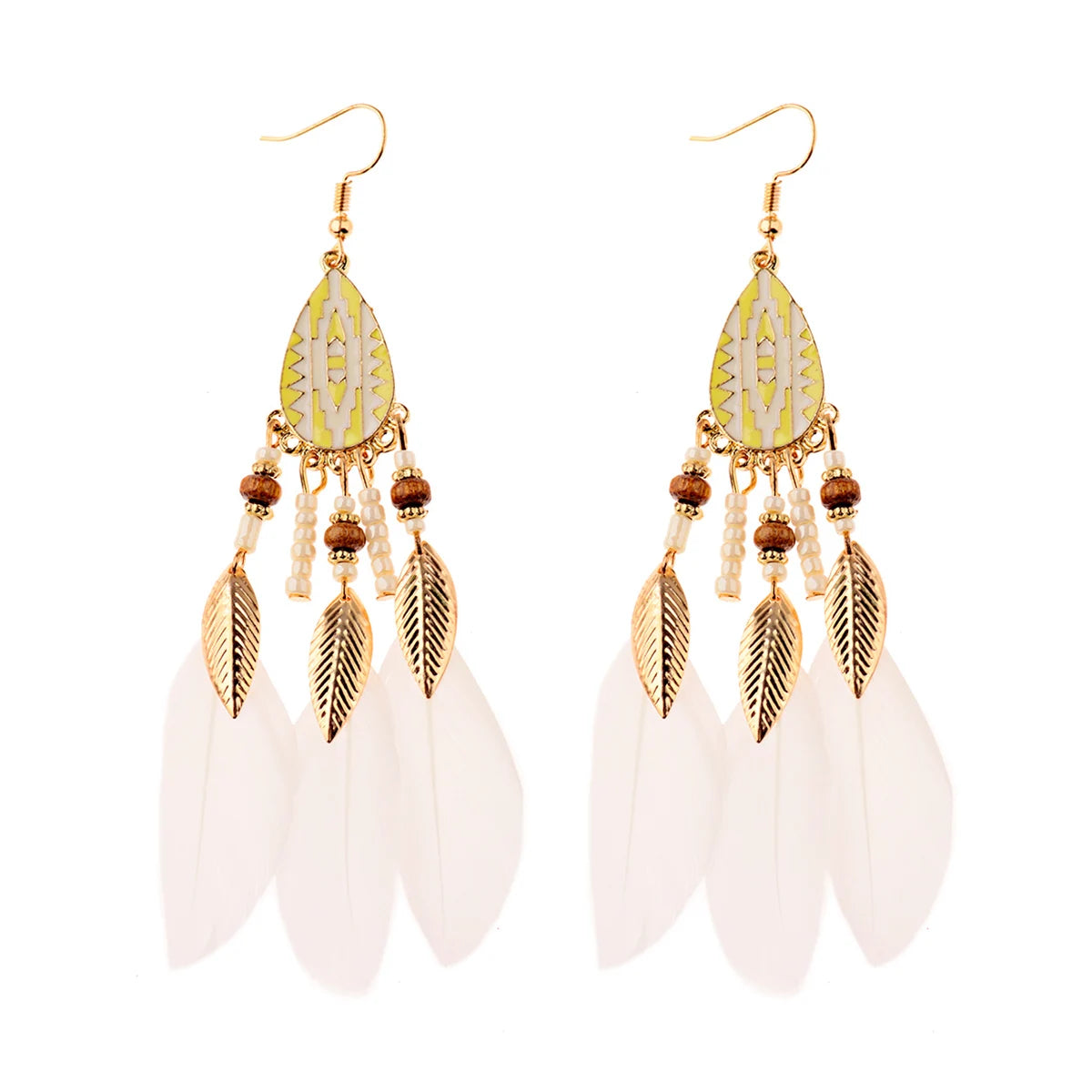 Dream Catcher Feather Leaf Tassel Earrings Jewelry