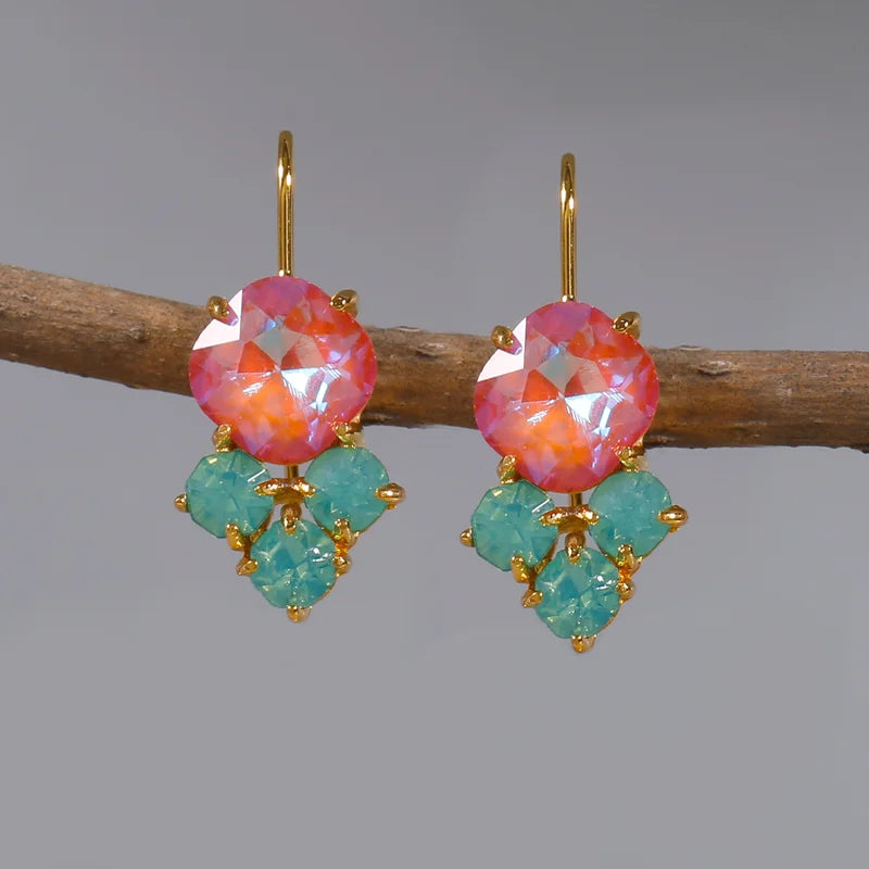 Gemstone Silver Plated Drop Earrings Jewelry