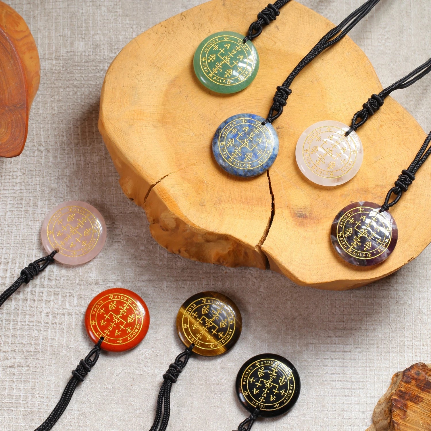 Seven Archangel Natural Crystal Pendant Necklace, Angel Protection Amulet Talisman