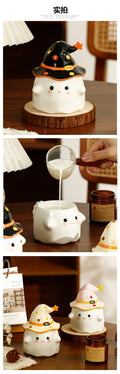 Funny Ghost Ceramic Mugs Coffee Cups with Lids Office Afternoon Tea Coffee Cup Halloween and Easter Gifts Friends - Charlie Dolly