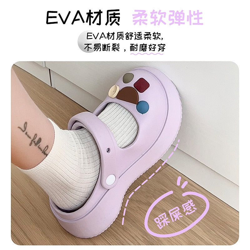 Close Toe Shoes for Women Summer Slippers with Thick Sole and Feet Feeling Cool Slippers for Women External Wear