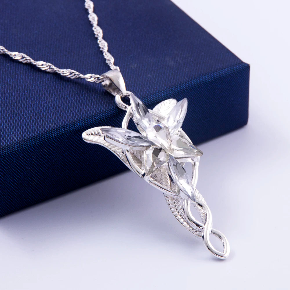 Arwen Evenstar Elf Princess Pendant Necklace, Crystal Twilight Star Fantasy Talisman