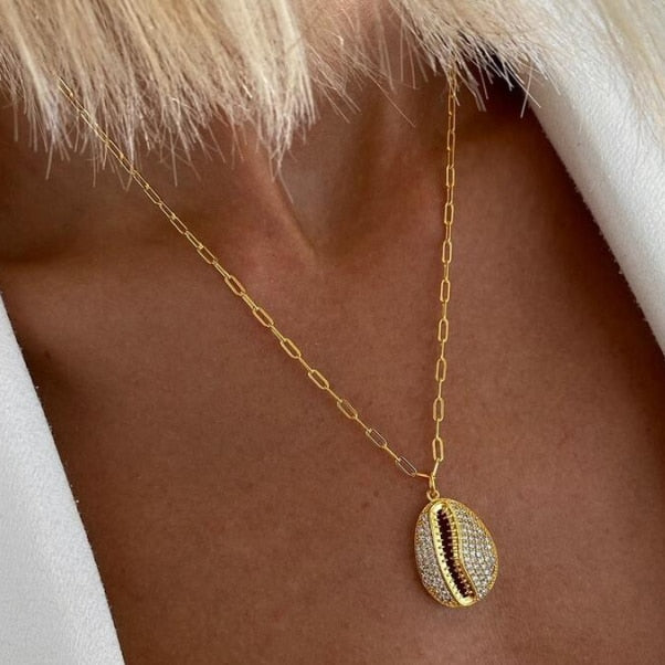 Collar Trendy Quartz Necklace Pendant Natural Stone Pink Crystal Pendant Necklace Bohemian Sparkling METAL SHELL jewelry