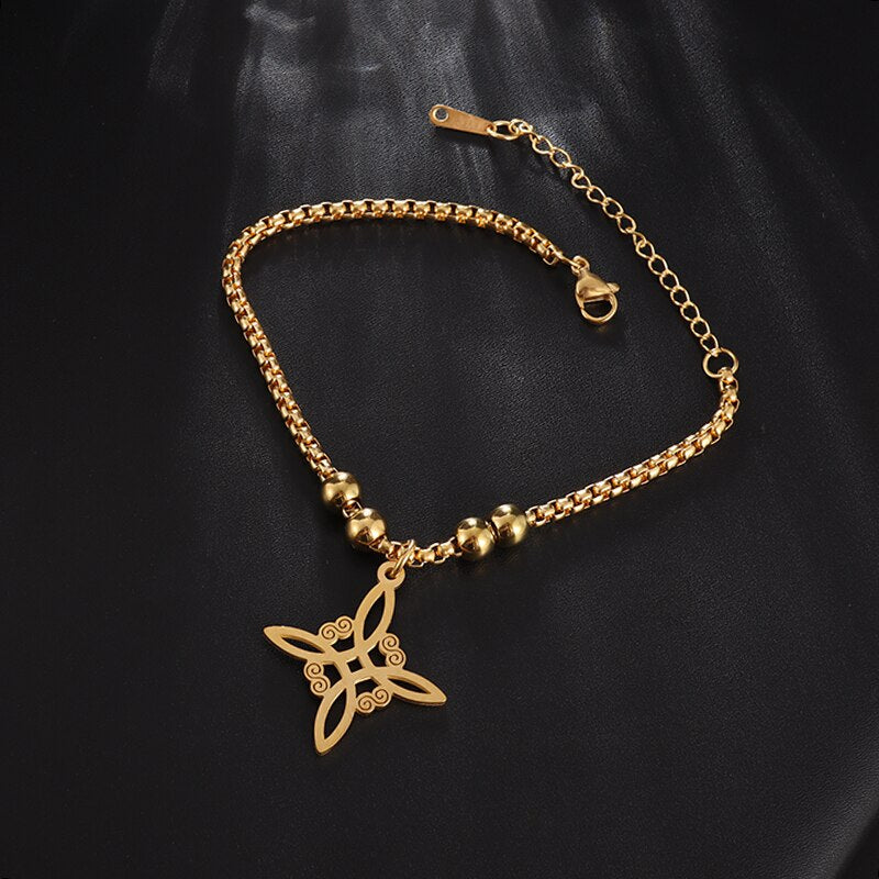 Silver Color Witch Knot Necklace for Women Stainless Steel Choker Necklaces Vintage Amulet Protection Supernatural Jewelry Sets