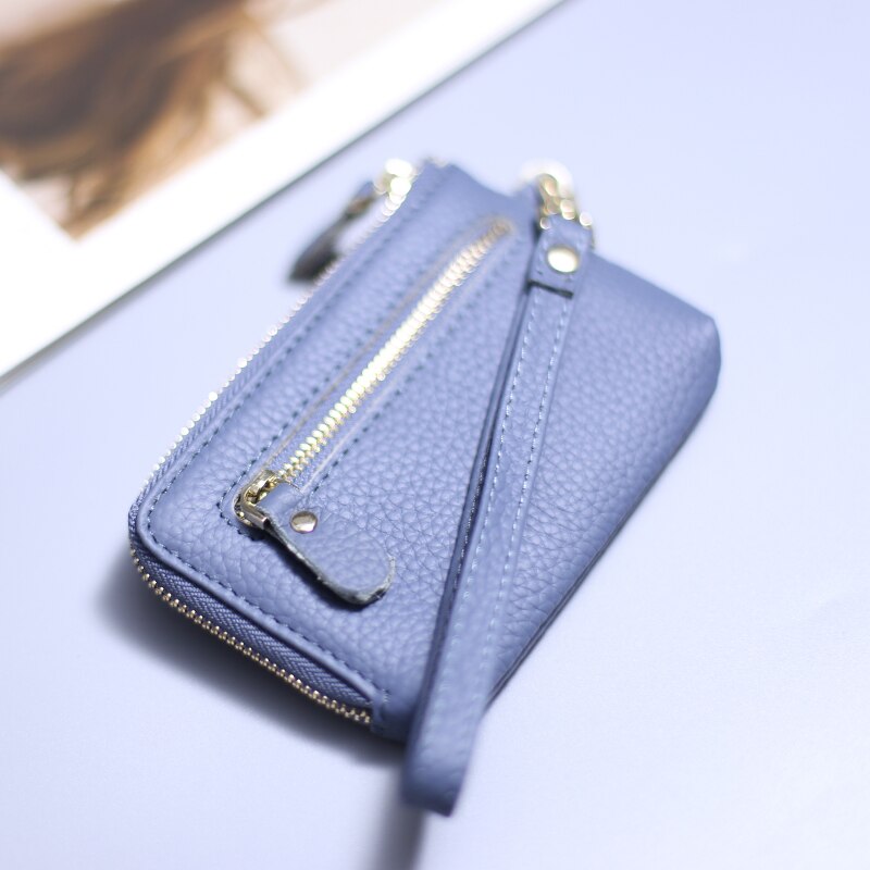 Wristlet Wallets for Women Coin Purse Genuine Leather Clutch Bags Ladies Money Credit Card Keychain Holder Short Wallet