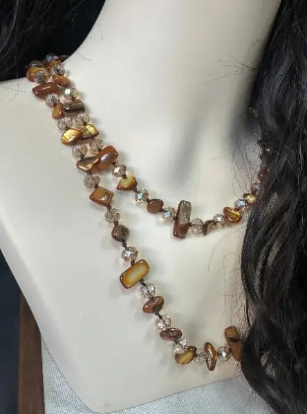 Irregular Stone Crystal Double Layer Necklace Jewelry