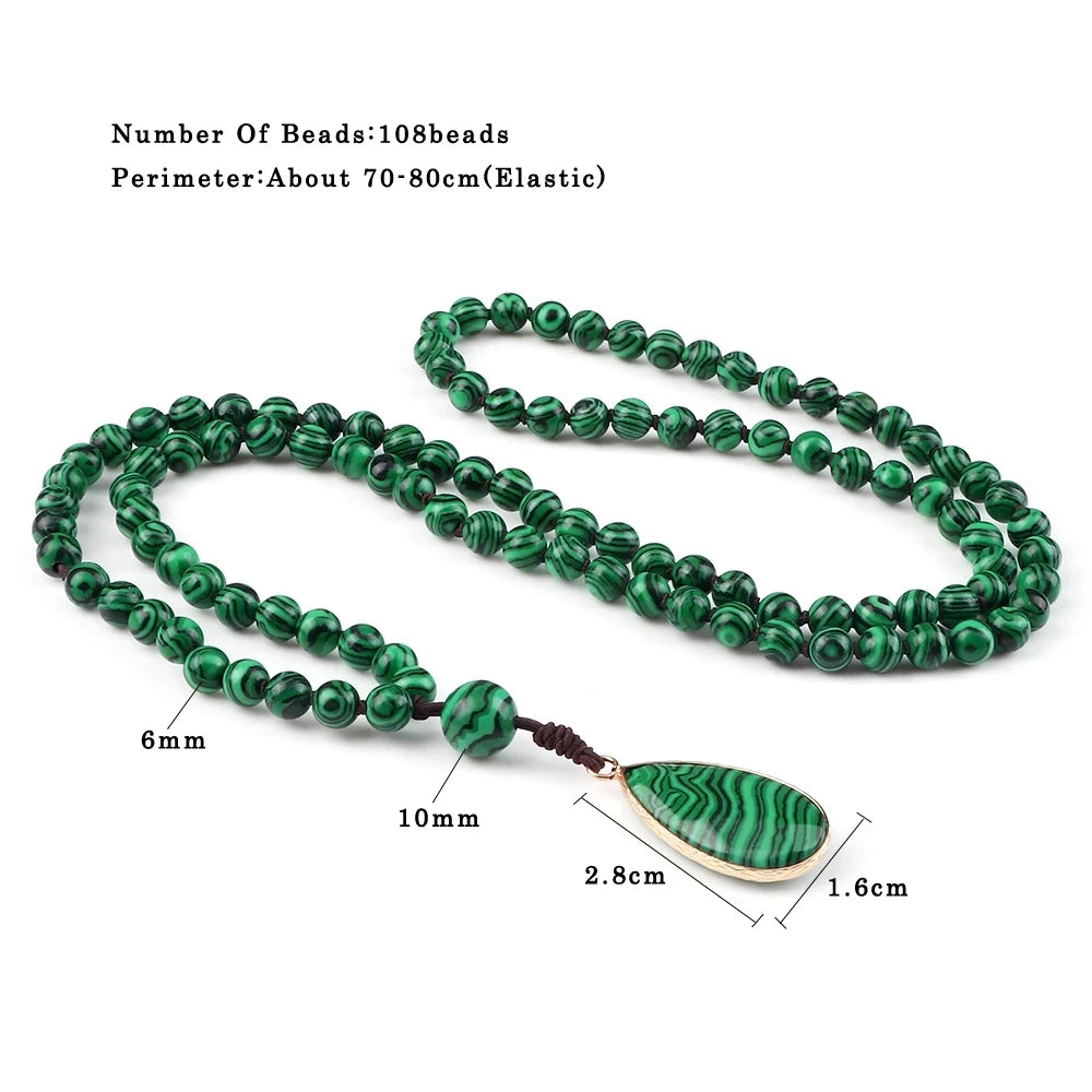 Malachite 108 Mala Necklace Bracelet Set Jewelry