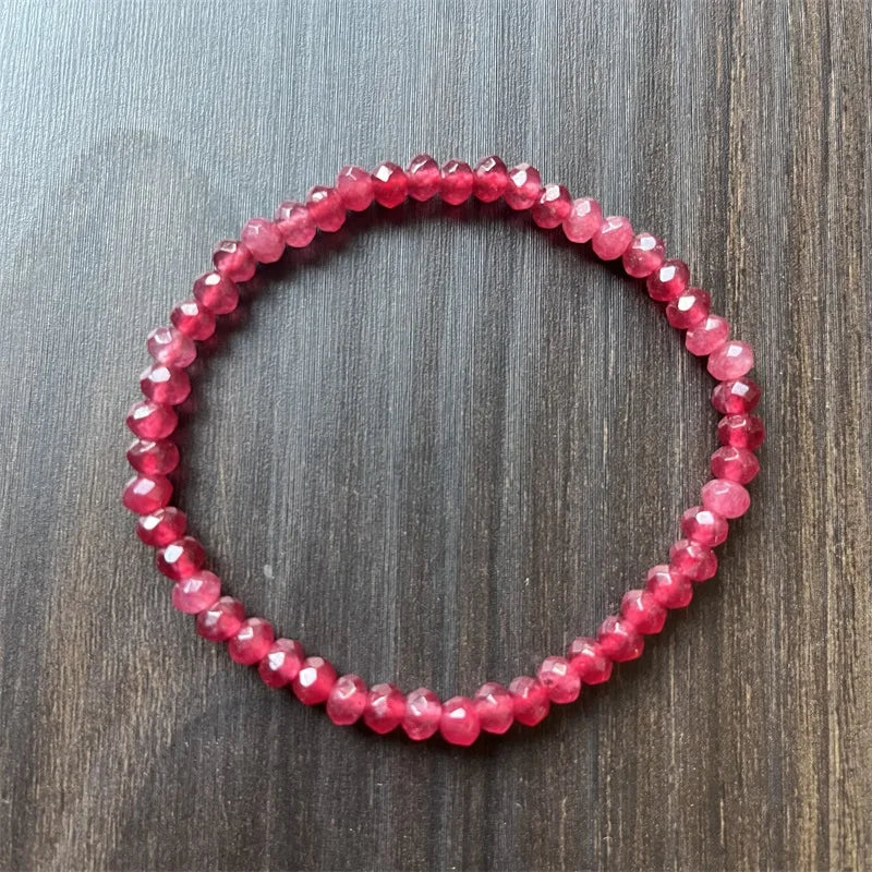 Ruby Jade Faceted Beaded Boho Bracelet