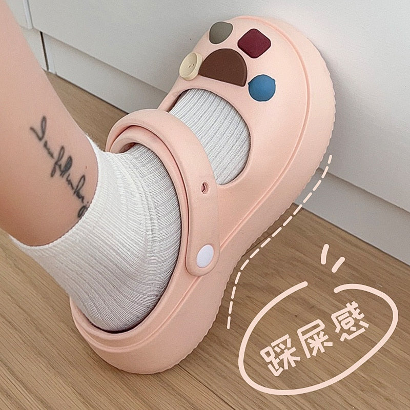 Close Toe Shoes for Women Summer Slippers with Thick Sole and Feet Feeling Cool Slippers for Women External Wear