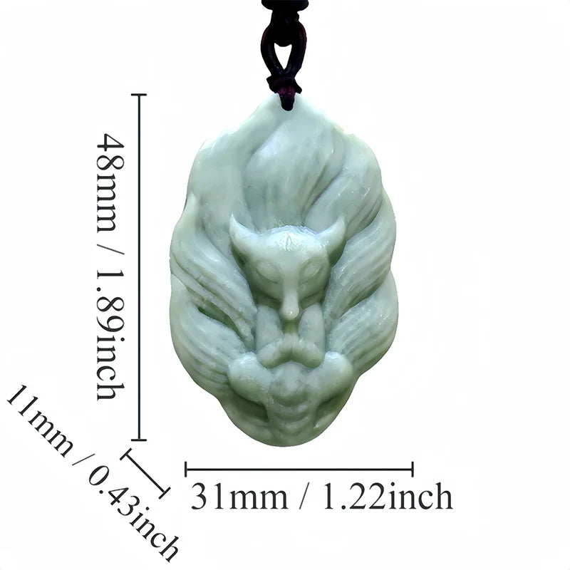 Dark Green Jade Dragon Fox & Owl Pendant Necklace, Carved Amulet Zodiac Talisman