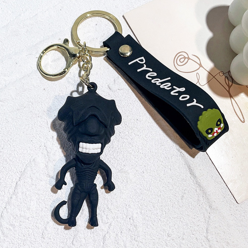 Trend Movie Addams 3d Keychain Wednesday Addams Pendant Keyrings Cartoon Figure Keyholder Backpack Car Key Keychains Accessories