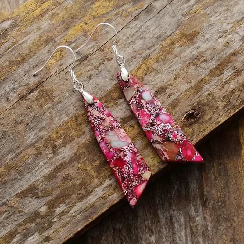 Natural Stone Geometric Pendant Earrings