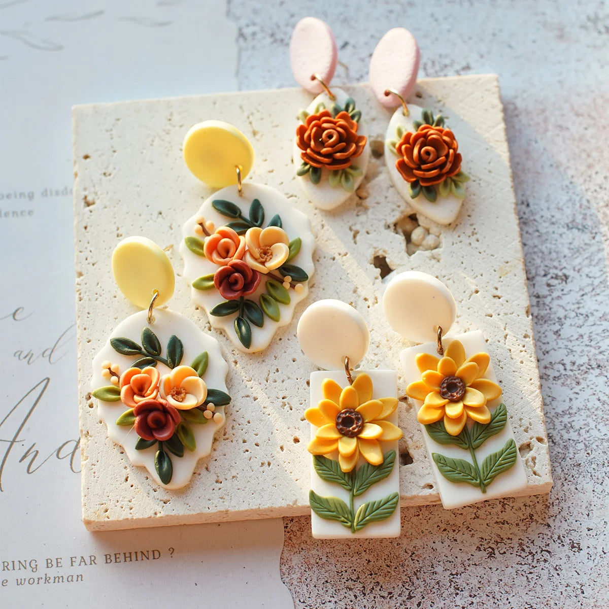 Clay Flower Cluster Egg Nest Earrings Jewelry
