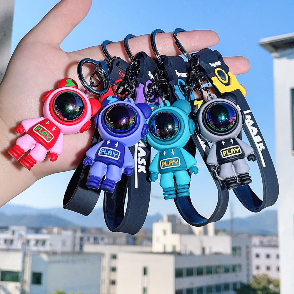 Cartoon Cute Lightning Bear Keychain Astronaut Bear Doll Keyring Bag Pendant Couple Car Keyholder Creative Bag Charm Accessories