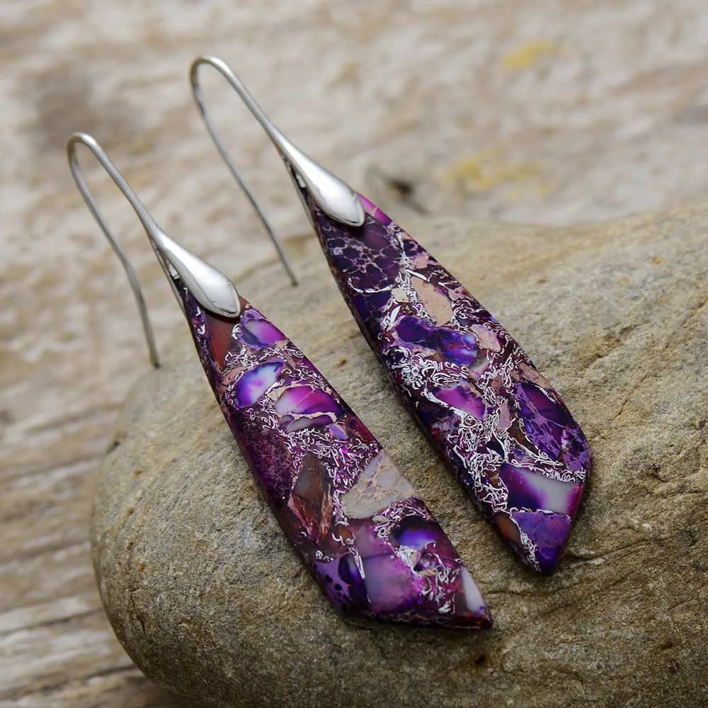 Natural Stone Geometric Pendant Earrings