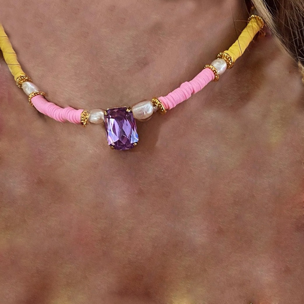 Natural Freshwater Pearl Necklace Boho Multilayer Matching Fashion Jewelry crystal Stone Women