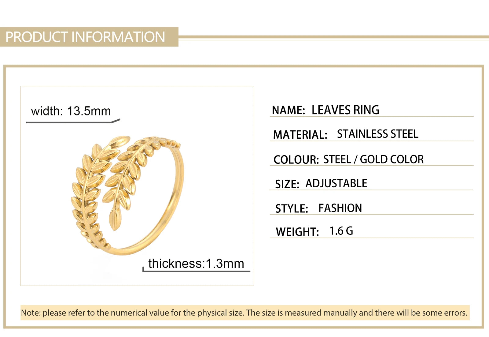 Wheat Ear Leaf Open Stacking Ring Jewelry