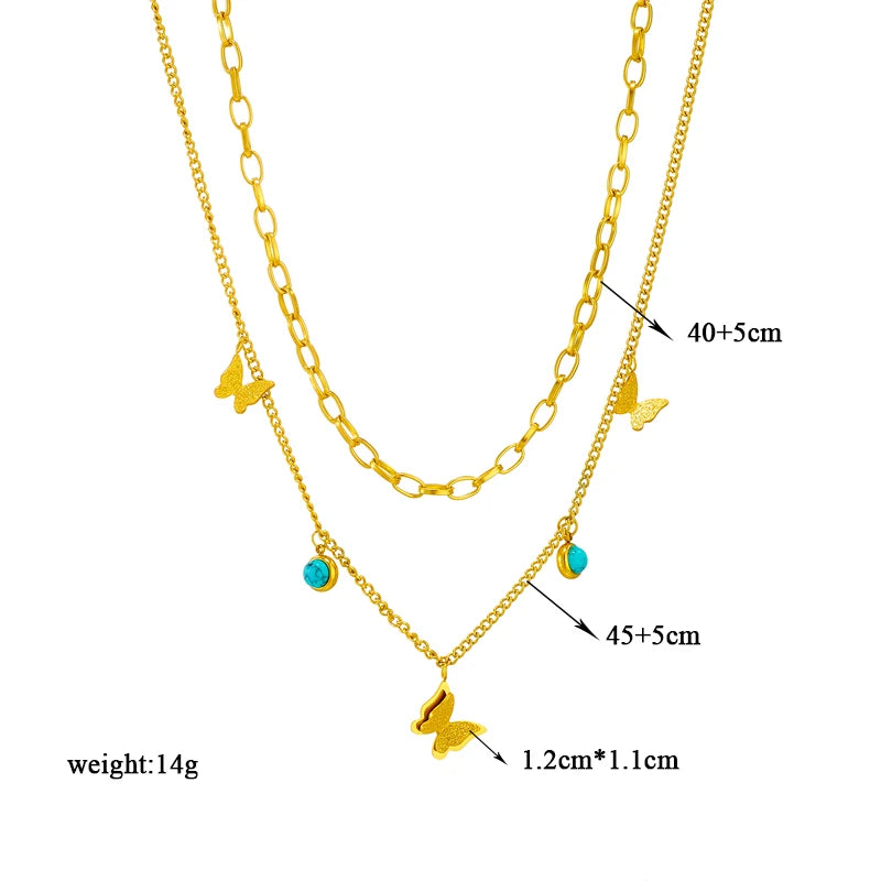 Butterfly, Moon Lock & Evil Eye Multilayer Boho Choker Necklace, Witchy Layered Talisman