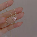 LATS 2022 New Fashion Trend Unique Design Elegant Delicate Pink Love Zircon Clavicle Necklace for Women Cute Jewelry Party Gift - Charlie Dolly