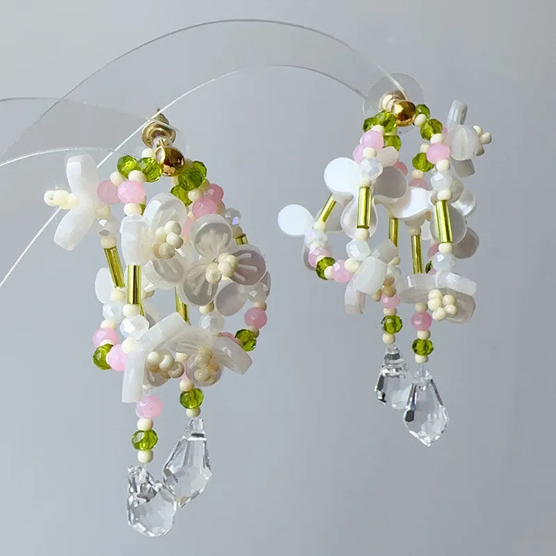 Floral Tassel Long Statement Earrings Jewelry