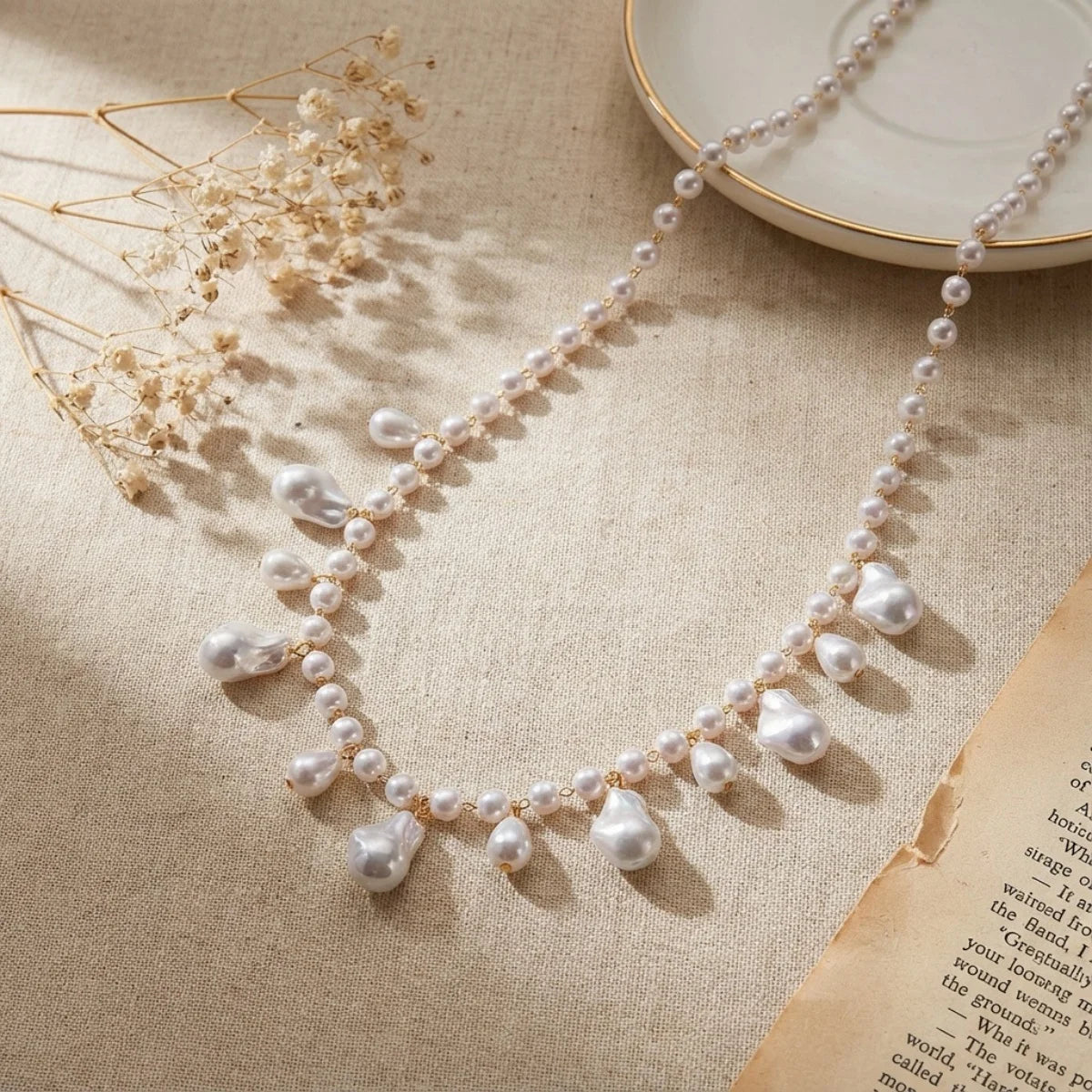 Baroque Imitation Pearl Multilayer Boho Choker and Body Chain