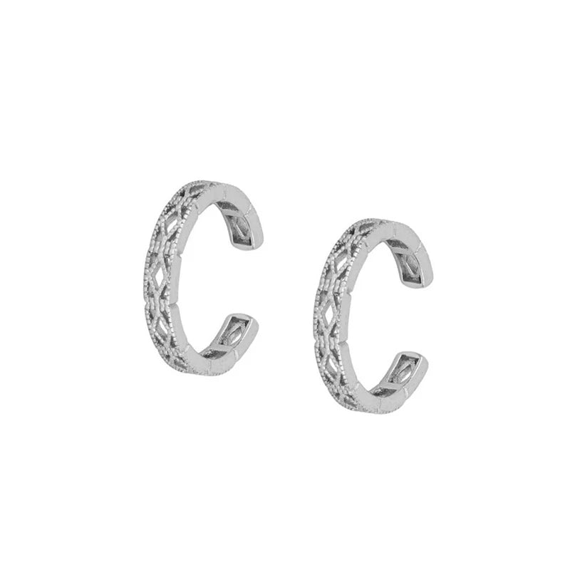 Gold Plated Hoop Stud Ear Cuff Earrings Set Jewelry