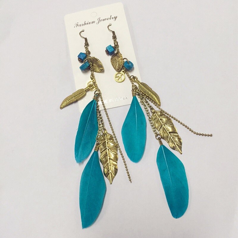Vintage Bohemian Ethnic Style Earrings Long Rice Bead Tassel Earrings FOR WOMEN Alloy Dripping Oil Long Tassel Earrings - Charlie Dolly