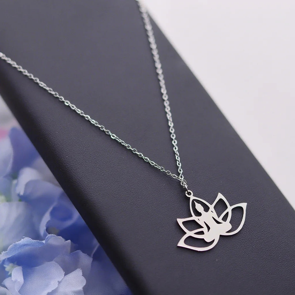 Hindu & Buddhist Yoga Lotus Meditation Amulet Necklace, Sacred Spiritual Talisman