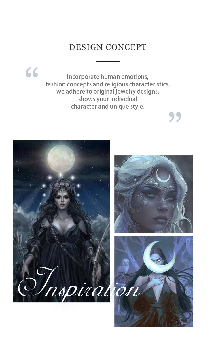 NYX Moon Goddess Amulet Necklace, S925 Sterling Silver