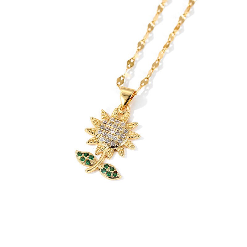 Fashion Beautiful Sunflower Necklace Classic Creative Design Cute Sunflower Flower Clavicle Chain Pendant Gift