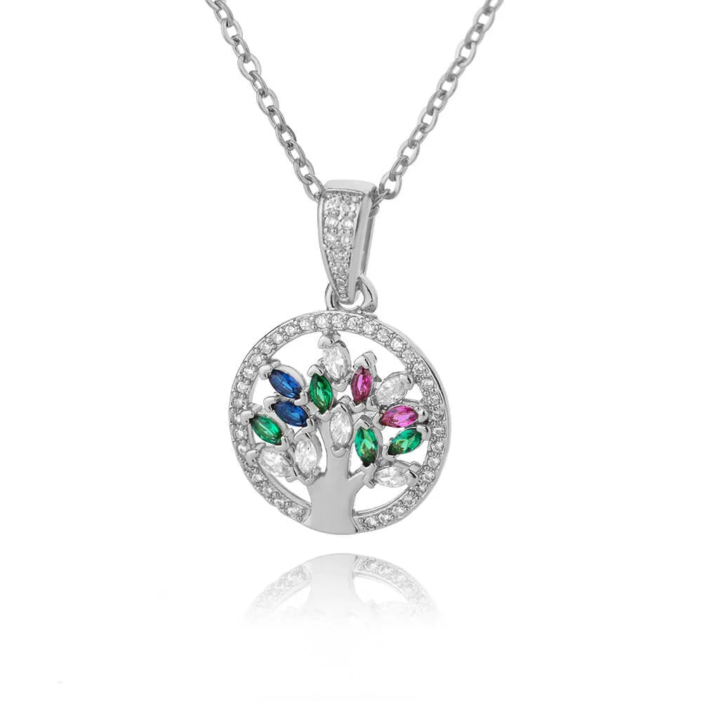 Tree of Life Pendant Necklace, Stainless Steel Long Chain Sacred Geometry Talisman