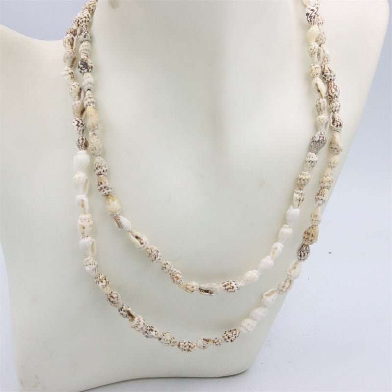 Trendy Fashion Jewelry Natural Sea Snail Shape Shell Beads Making Long Necklace Sweater Design For Women Party Gift Accessories