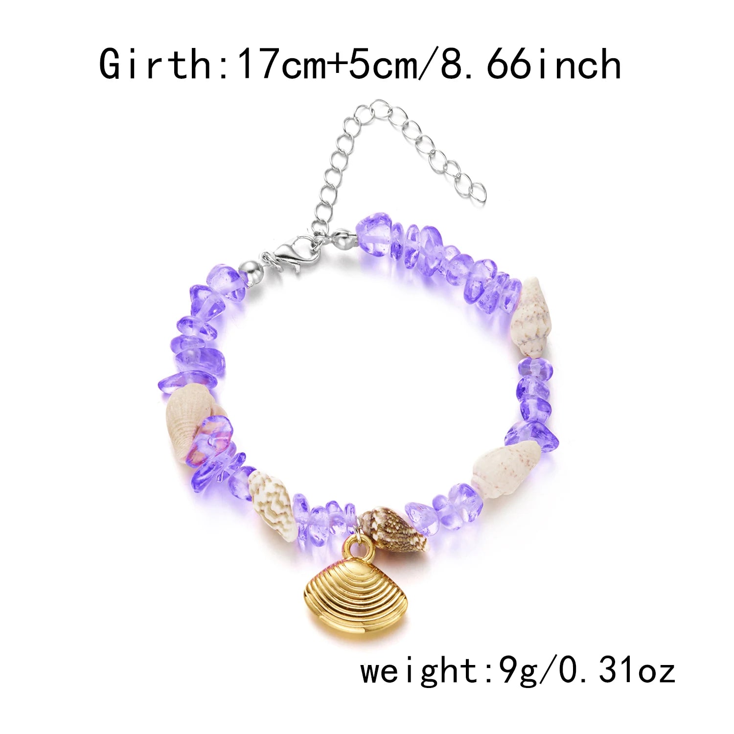 Natural Shell Chip and Conch Boho Bracelet