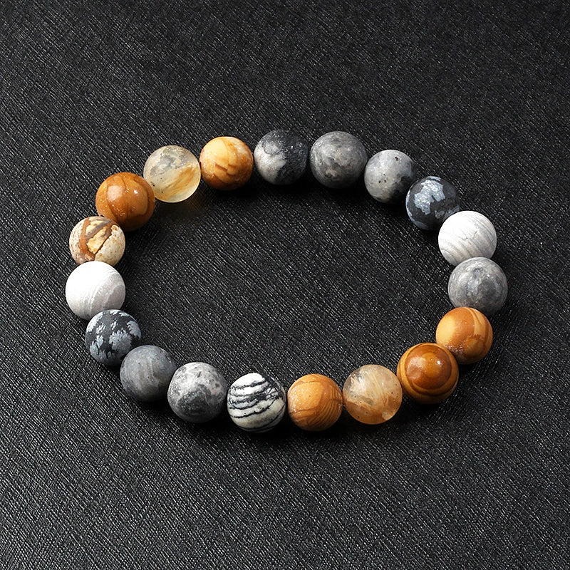 Nine Planets Solar System Beaded Bracelet, Natural Stone Galaxy Cosmic Talisman