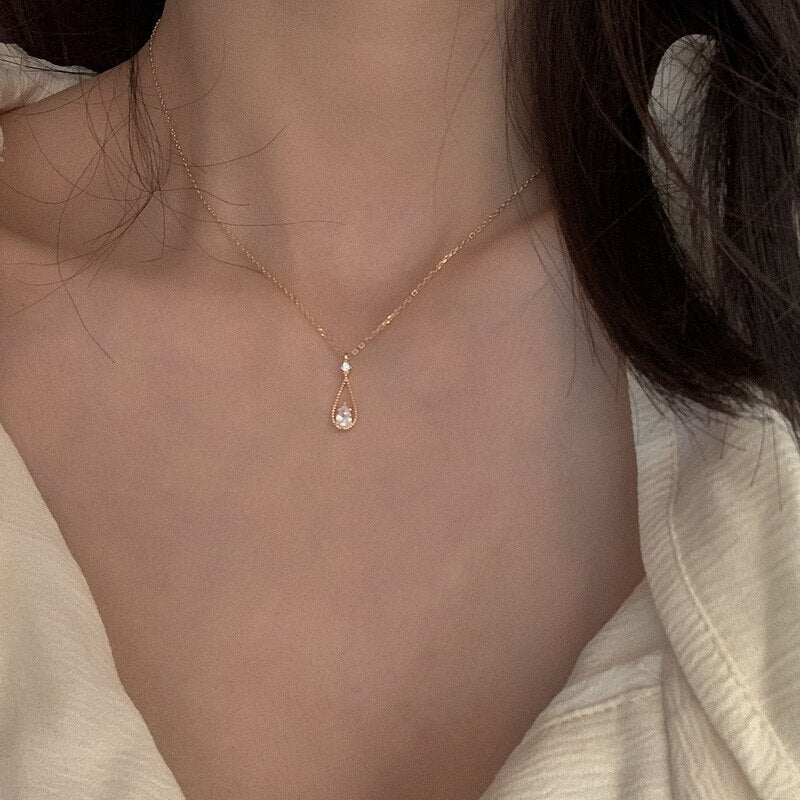 Shiny Crystal Zircon Heart Star Charm Layered Pendant Necklace for Women Charms Fashion Square Rhinestone Female Vintage Jewelry