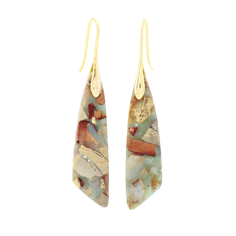 Natural Stone Geometric Pendant Earrings