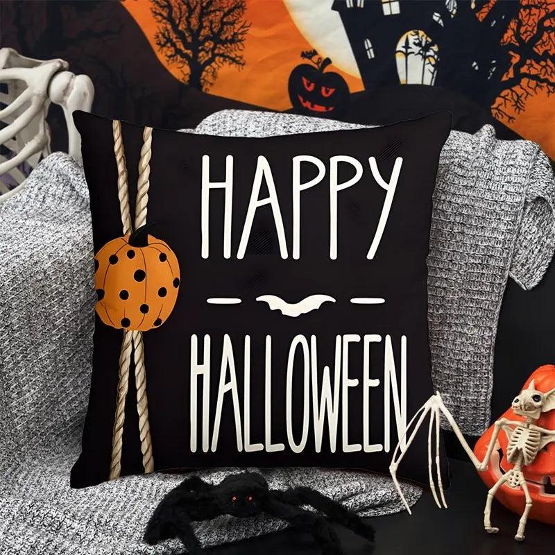 Halloween Pumpkin Ghost Pillowcase Happy Halloween Party Decorations For Home 2024 Trick or Treat Spider Bat Cat Pillow Covers - Charlie Dolly
