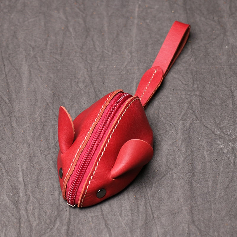 Genuine Leather Coin Purse Creative Cute Mouse Storage Bag Trend Zipper Pocket Men Women Portable Wallets Children's Key Bags