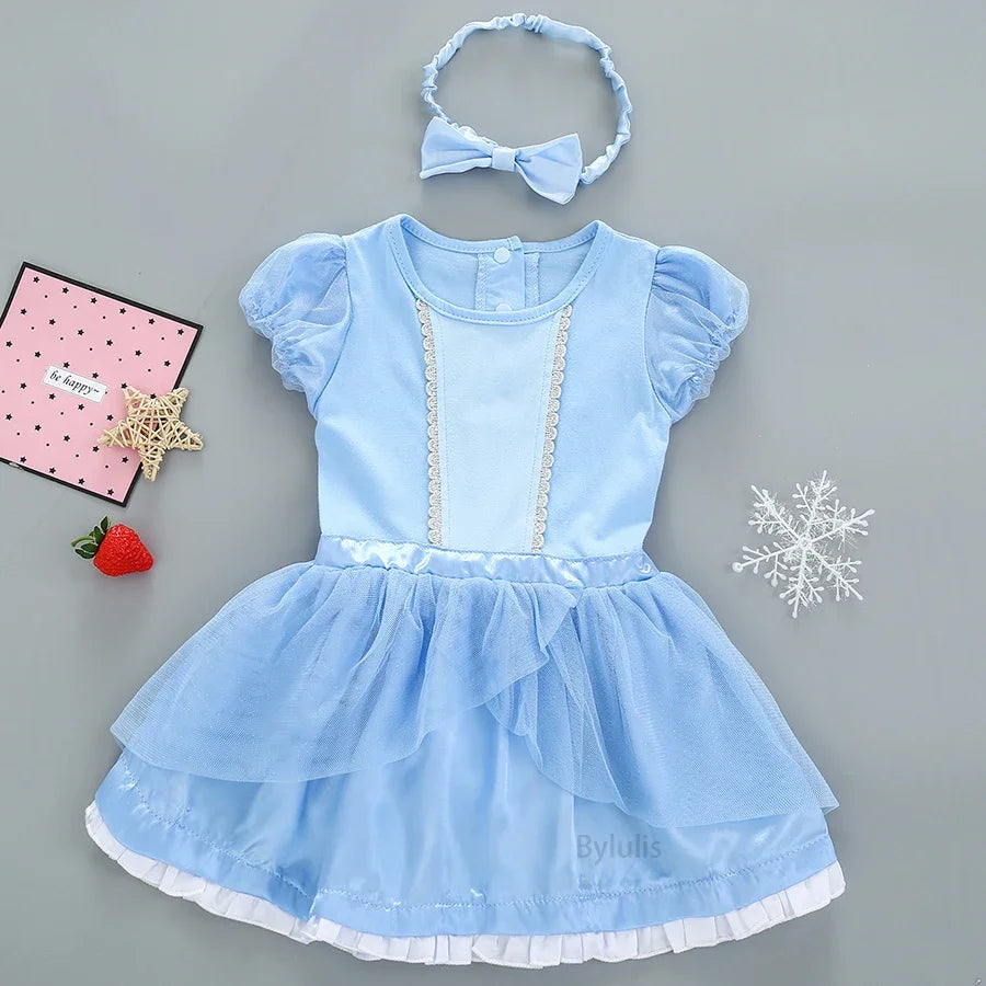 Baby Romper Tutu Dress with Headband Infant Baby Girl Princess Clothes Cute Design Kids Dress Halloween Party Costumes Outfit - Charlie Dolly