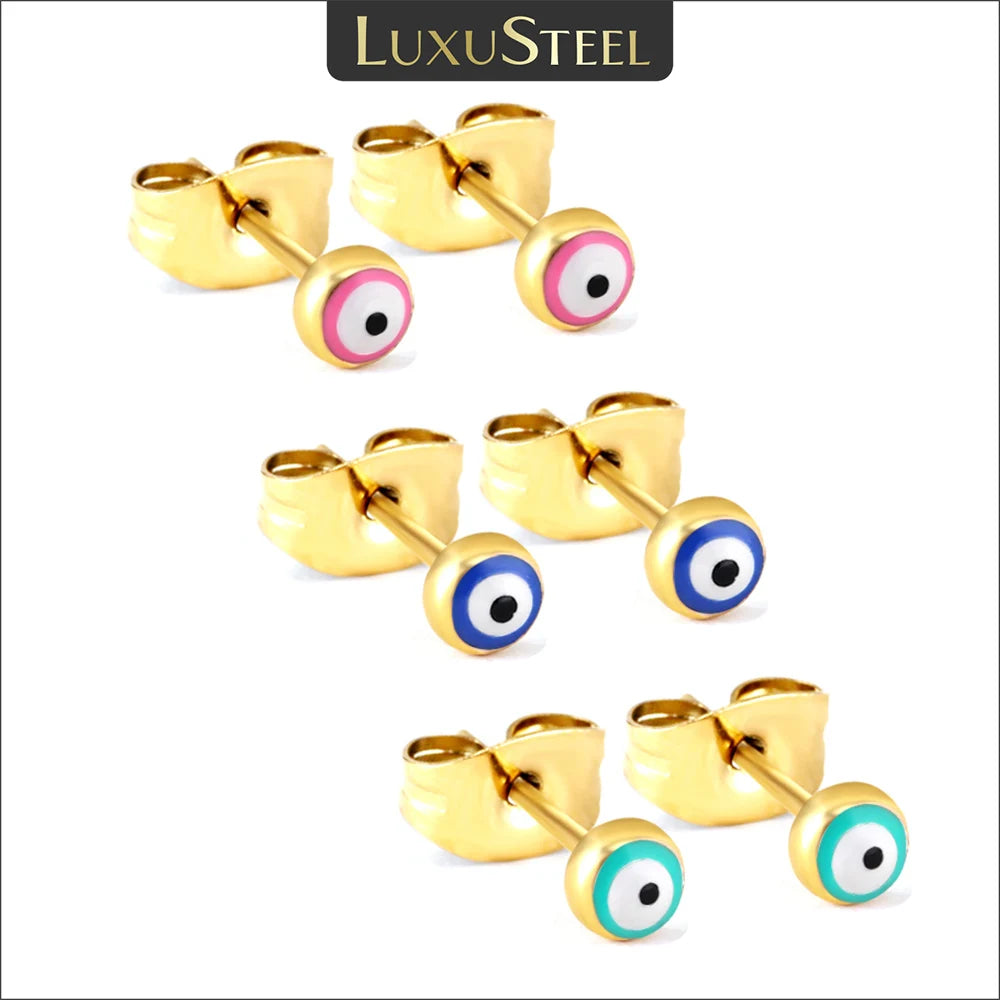 Evil Eye Gold Stud Earrings Set Jewelry