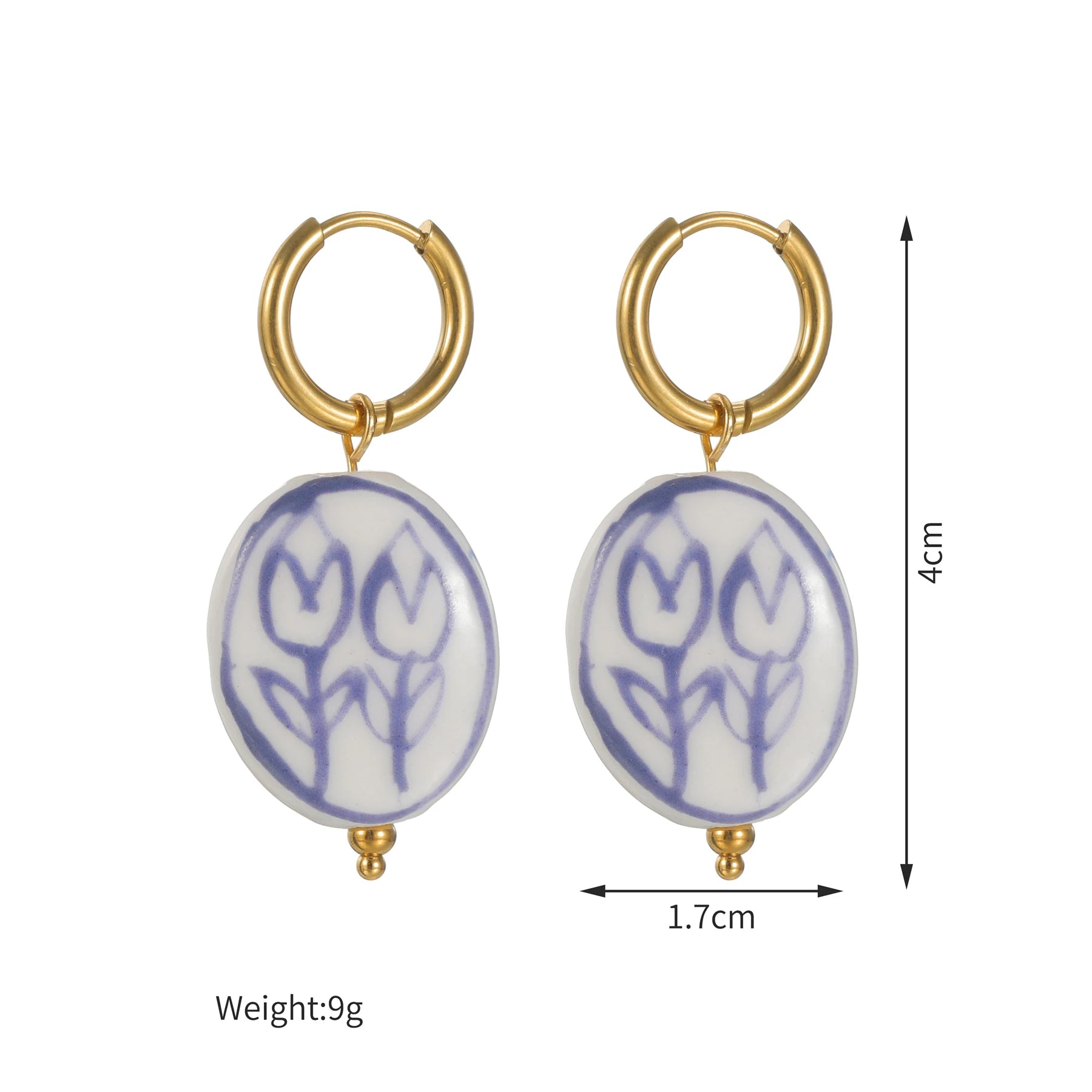 Ceramic Fish Flower Hoop Earrings Jewelry