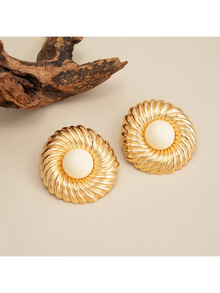 Resin Bead Big Spiral Stud Earrings Jewelry