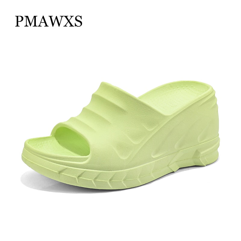 8cm Sloped Heels Women Slippers Platform Wedges Summer Casual Women Shoes Outdoor Comfortable Beach High Slipper Dress Sandals