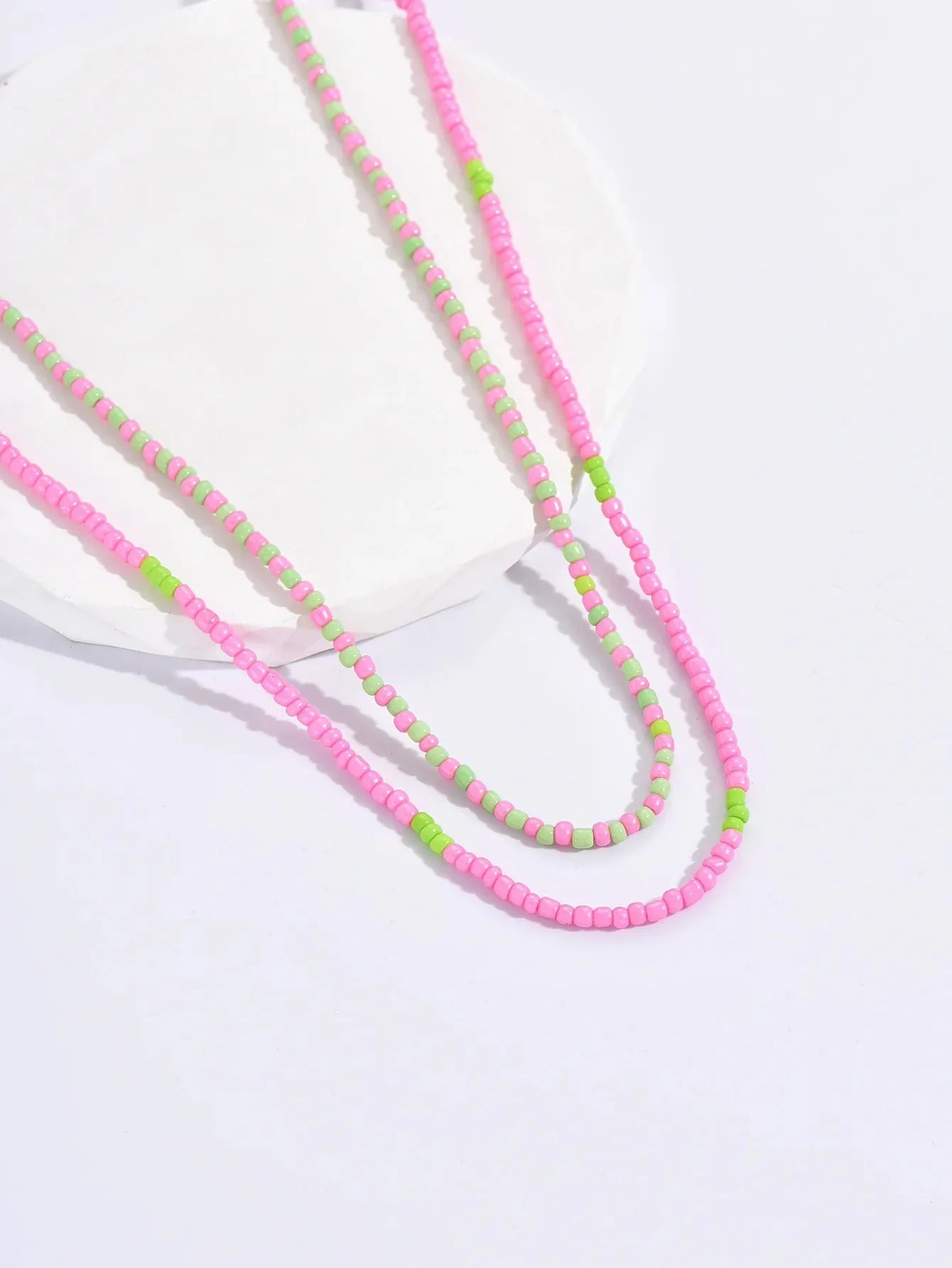 Seed Bead Double Layer Collar Necklace Jewelry