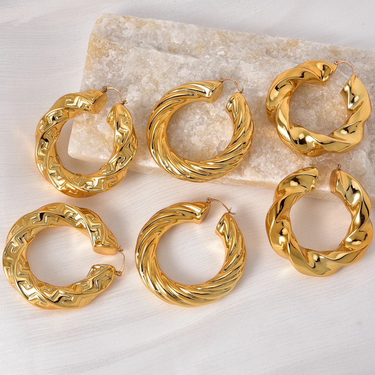 Large Gold Plated Statement Hoop Earrings Jewelry