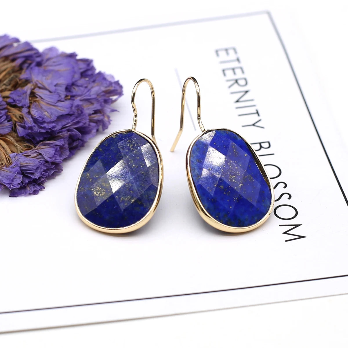 Hot Sale Natural Stone Lapis Lazuli Pink Crystal Faceted Dangle Earring Reiki Eardrop Women Hook Dangle Earrings Party Jewelry - Charlie Dolly