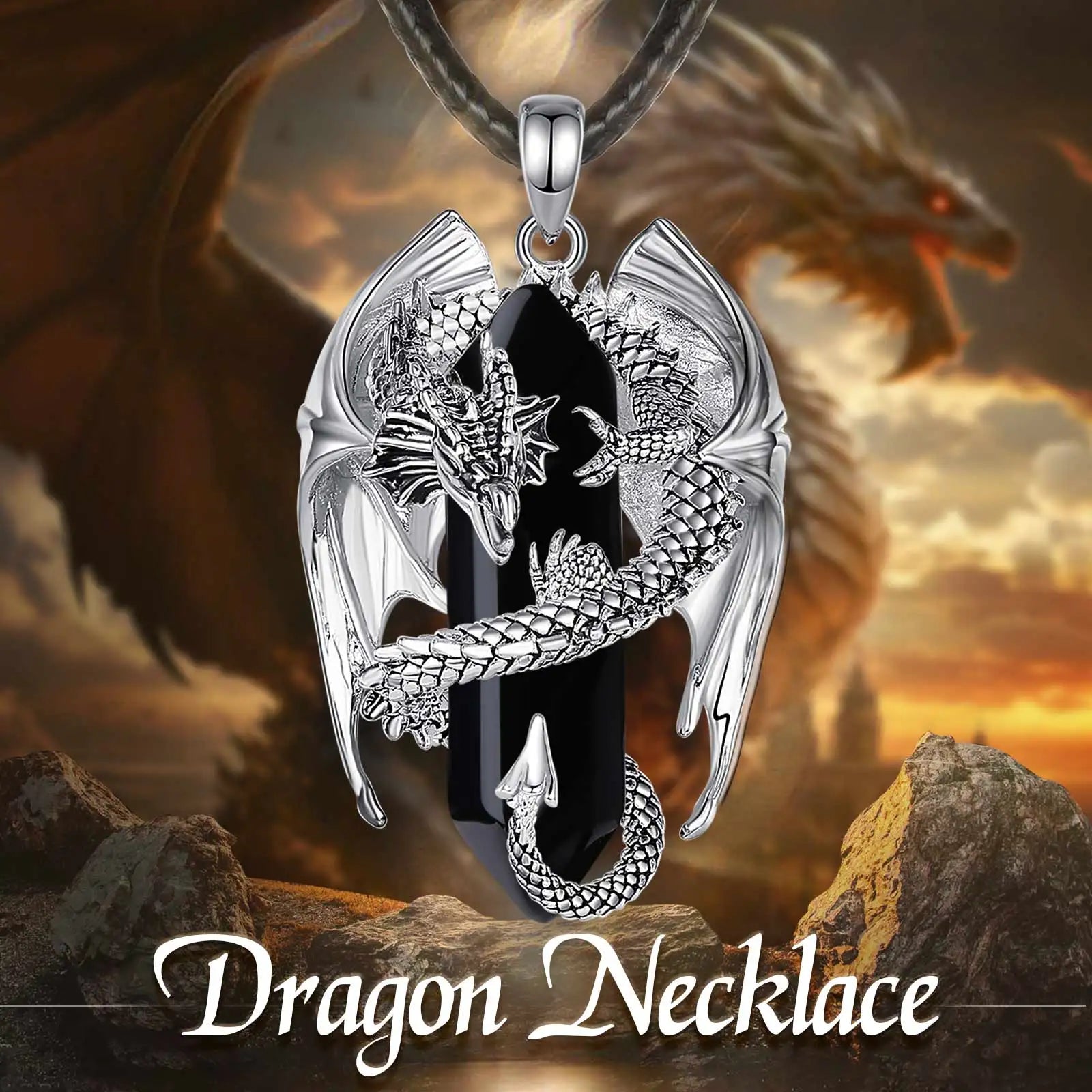 Dragon Obsidian Hexagonal Prism Necklace