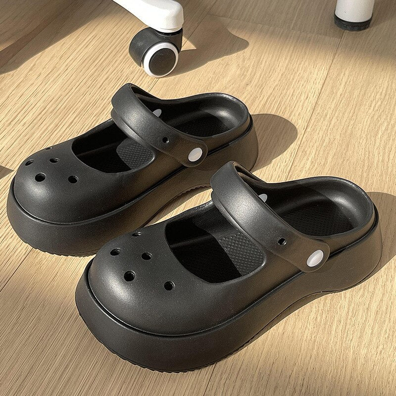 Close Toe Shoes for Women Summer Slippers with Thick Sole and Feet Feeling Cool Slippers for Women External Wear