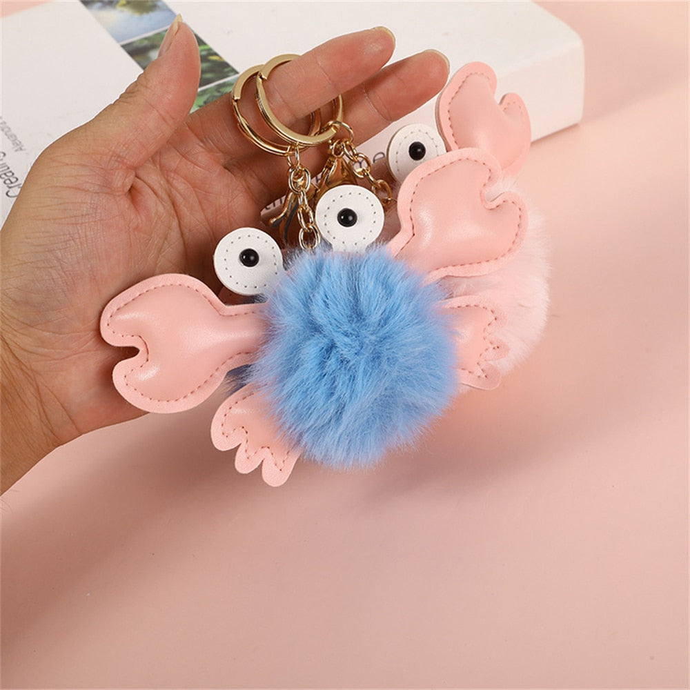 Cartoon Plush Owl Keychain With Sequin Girls Backpack Ornaments Fashion Soft Fluffy Pompom Animal Key Rings For Ladies Gifts